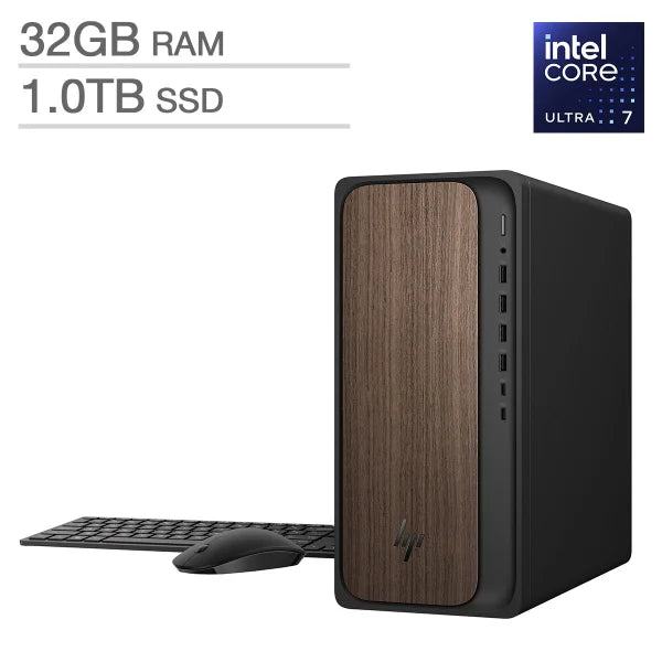 HP OmniDesk Desktop Tower – Intel Core Ultra 7 265 - Intel Graphics – 32GB Memory - 1TB SSD - Windows 11 Home